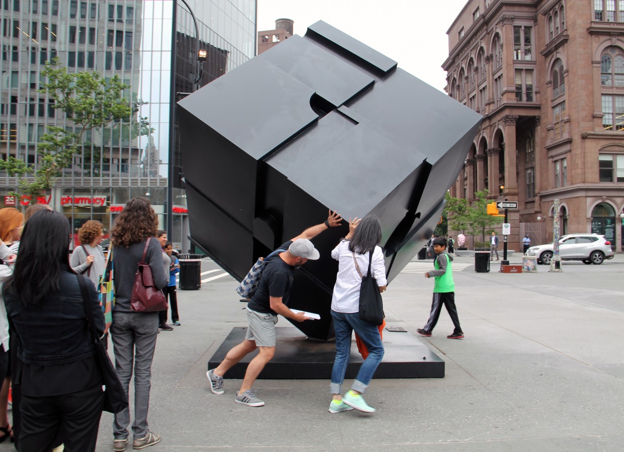 2. The Astor Place Cube sculpture, Alamo,by Tony Rosenthal gets a spin during a visit to the East Village.